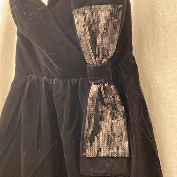 Jill Stuart Strapless Velvet Sequined Bow Black Cocktail Mini Dress Size 6‎ - Picture 2 of 6